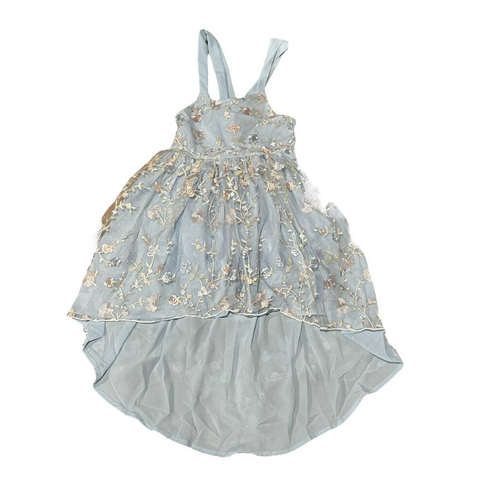 Shanaya & Elina/Oh Shana Blue Floral Embroidered Dress sz 6